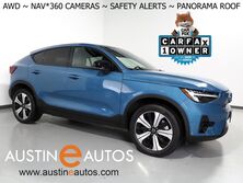 Volvo C40 Recharge Twin Plus AWD *NAVIGATION, SAFETY ALERTS, 360 VIEW CAMERAS, COLOR TOUCHSCREEN, PANORAMA GLASS ROOF, HEATED SEATS, POWER LIFTGATE, 19 INCH ALLOYS, WIRELESS CHARGING 2023