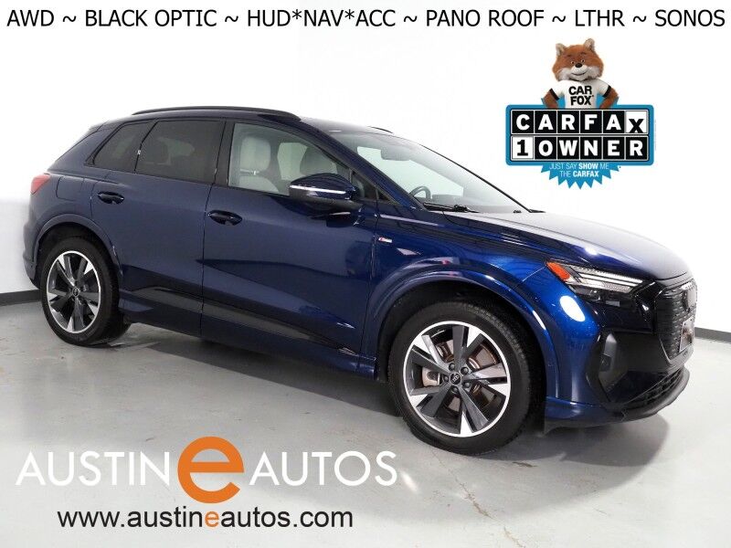 2024 Audi Q4 e-tron Prestige 50 Quattro *BLACK OPTIC PKG, HEADS-UP DISPLAY, NAVIGATION, ADAPTIVE CRUISE, SAFETY ALERTS, AUTO PARKING, REAR-CAMERA, PANO MOONROOF, LEATHER, HEATED SEATS/STEERING, SONOS AUDIO, WIRELESS CHARGING
