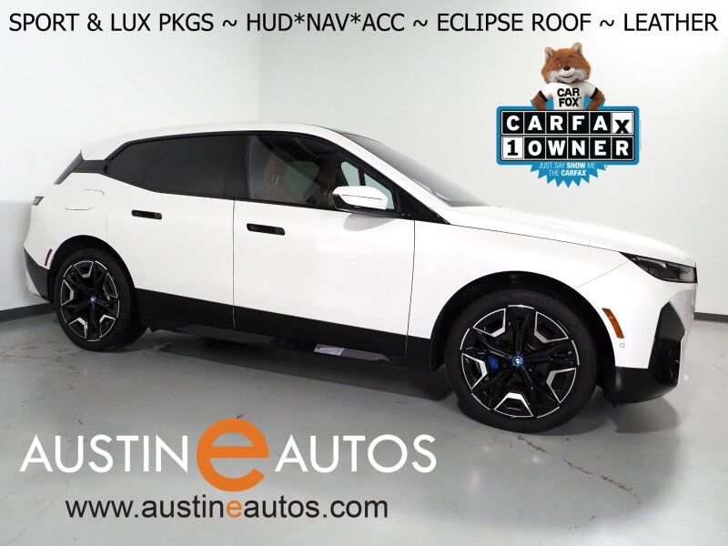 2024 BMW iX xDrive50 AWD *LUXURY & SPORT PKGS, DRIVING ASSIST PRO, HEADS-UP DISPLAY, NAVIGATION, ADAPTIVE CRUISE, 360 CAMERAS, PANO ECLIPSING MOONROOF, LEATHER, HEATED SEATS/STEERING, HARMAN/KARDON, WIRELESS CHARGING