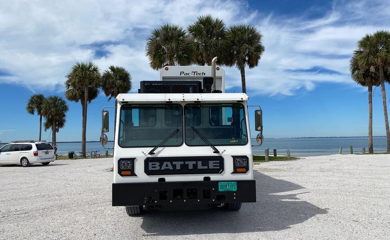 2024 Battle Motors LET2 31 yard Pac Tech Side Loader Garbage Truck Tampa FL