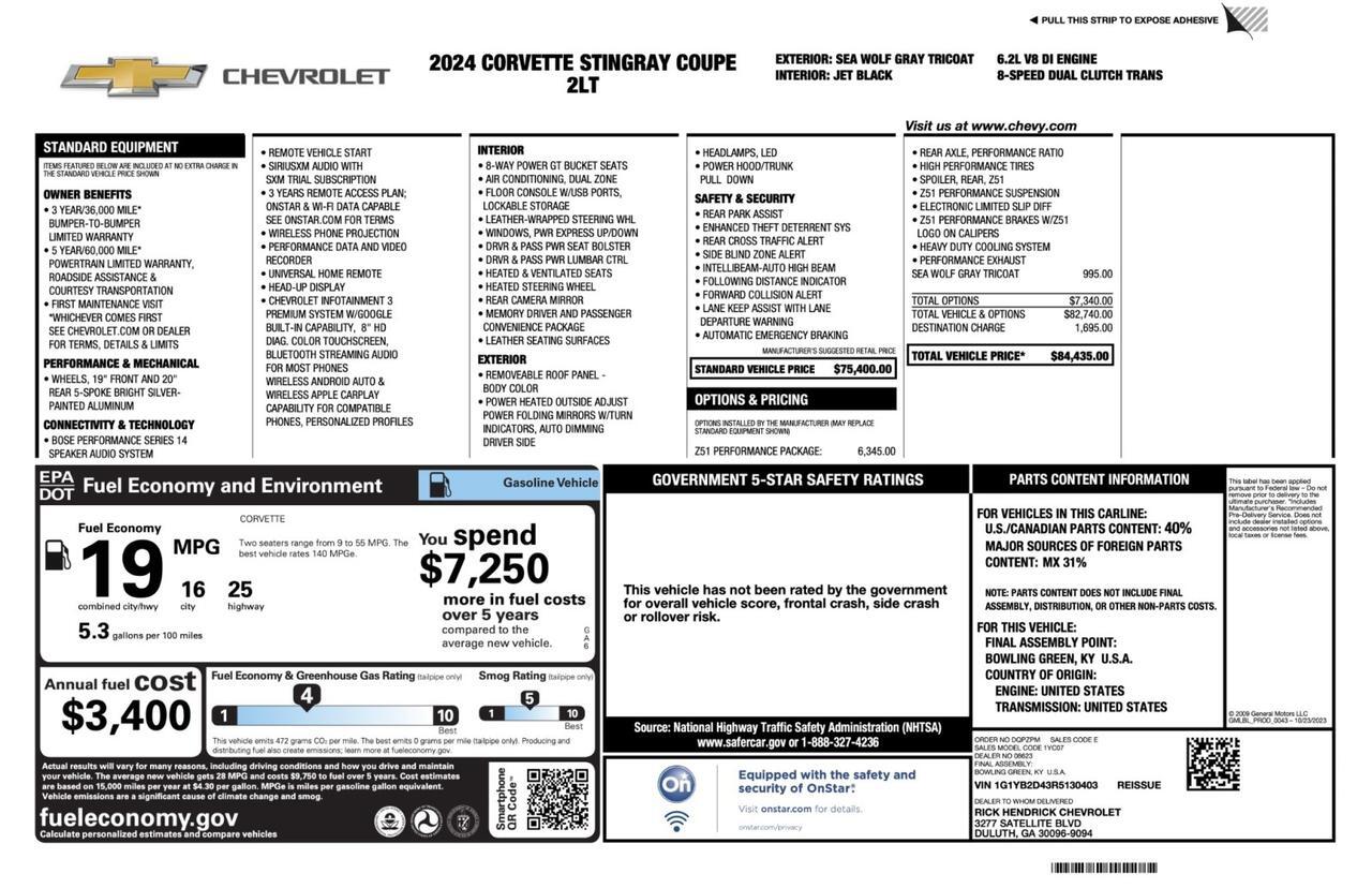 2024 Chevrolet Corvette 2LT Marietta GA