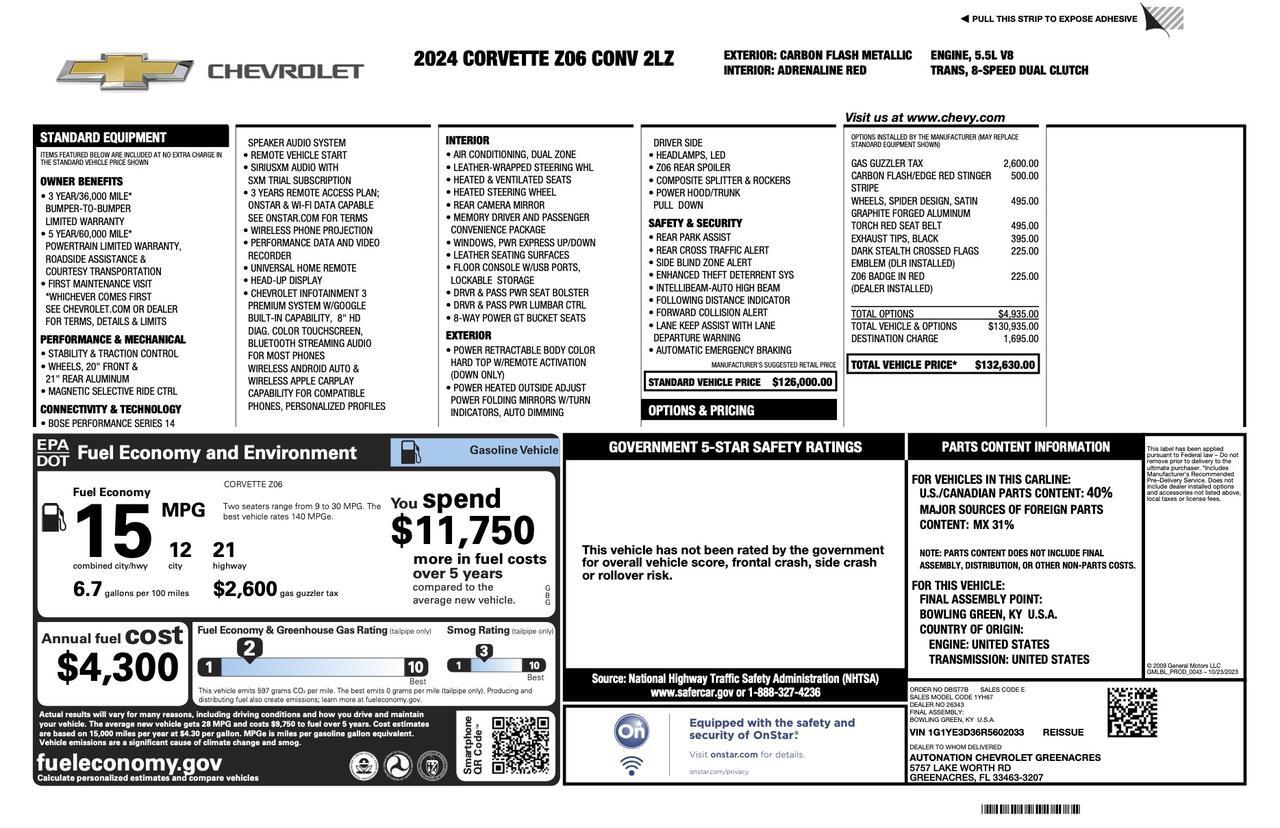 2024 Chevrolet Corvette Z06 2LZ Tampa FL