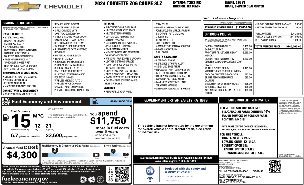 2024 Chevrolet Corvette Z06 3LZ Knoxville TN