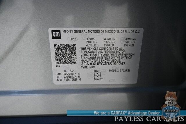 2024 Chevrolet Equinox LT / AWD / Auto Start / Driver Confidence II Pkg / Power & Heated Cloth Seats / Blind Spot Alert / Lane Watch & Forward Collision / Apple CarPlay & Android Auto / Keyless Entry & Start / Back Up Cam / 1-Owner Anchorage AK 2024 Chevrolet Equinox LT / AWD / Auto Start / Driver Confidence II Pkg / Power & Heated Cloth Seats / Blind Spot Alert / Lane Watch & Forward Collision / Apple CarPlay & Android Auto / Keyless Entry & Start / Back Up Cam / 1-Owner Anchorage AK