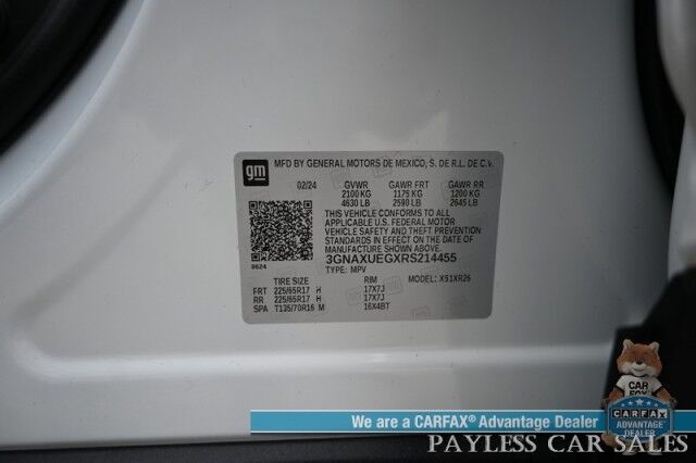 2024 Chevrolet Equinox LT / AWD / Auto Start / Power & Heated Seats / Lane Departure & Blind Spot Alert / Forward Collision Warning / Apple CarPlay & Android Auto / Back Up Camera / Keyless Entry & Start / 30 MPG / 1-Owner Anchorage AK