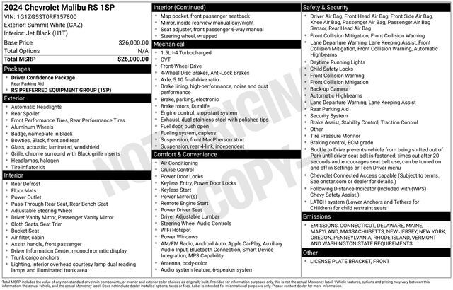 2024 Chevrolet Malibu RS Raleigh NC