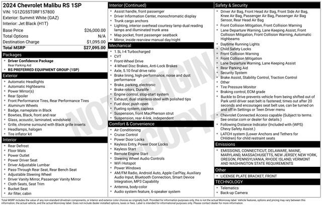 2024 Chevrolet Malibu RS Raleigh NC