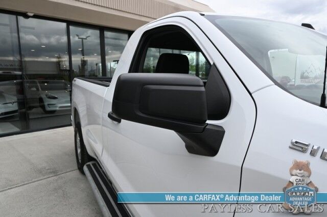 2024 Chevrolet Silverado 1500 / 4X4 / Regular Cab / 5.3L V8 / Seats 3 / Power Locks, Windows & Mirrors / Lane Departure Alert / Apple CarPlay & Android Auto / Back Up Camera / Push Button Start / Bed Liner / Tow PKg / 1-Owner / Only 12k Miles Anchorage AK 2024 Chevrolet Silverado 1500 / 4X4 / Regular Cab / 5.3L V8 / Seats 3 / Power Locks, Windows & Mirrors / Lane Departure Alert / Apple CarPlay & Android Auto / Back Up Camera / Push Button Start / Bed Liner / Tow PKg / 1-Owner / Only 12k Miles Anchorage AK
