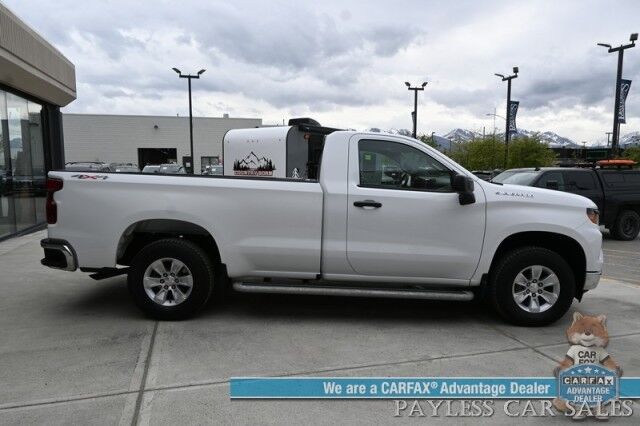 2024 Chevrolet Silverado 1500 / 4X4 / Regular Cab / 5.3L V8 / Seats 3 / Power Locks, Windows & Mirrors / Lane Departure Alert / Apple CarPlay & Android Auto / Back Up Camera / Push Button Start / Bed Liner / Tow PKg / 1-Owner / Only 12k Miles Anchorage AK 2024 Chevrolet Silverado 1500 / 4X4 / Regular Cab / 5.3L V8 / Seats 3 / Power Locks, Windows & Mirrors / Lane Departure Alert / Apple CarPlay & Android Auto / Back Up Camera / Push Button Start / Bed Liner / Tow PKg / 1-Owner / Only 12k Miles Anchorage AK