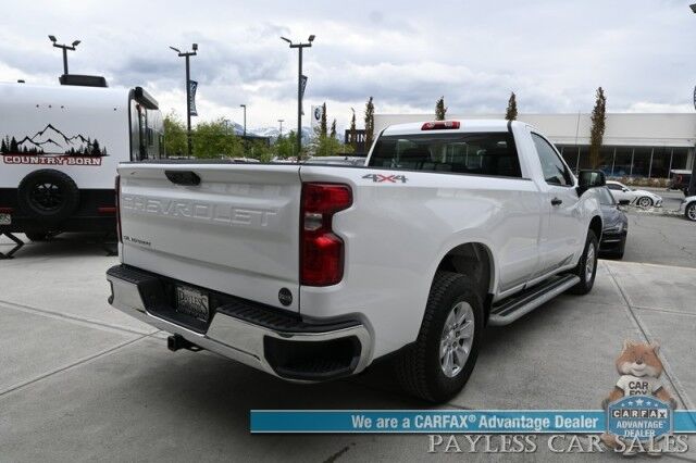 2024 Chevrolet Silverado 1500 / 4X4 / Regular Cab / 5.3L V8 / Seats 3 / Power Locks, Windows & Mirrors / Lane Departure Alert / Apple CarPlay & Android Auto / Back Up Camera / Push Button Start / Bed Liner / Tow PKg / 1-Owner / Only 12k Miles Anchorage AK 2024 Chevrolet Silverado 1500 / 4X4 / Regular Cab / 5.3L V8 / Seats 3 / Power Locks, Windows & Mirrors / Lane Departure Alert / Apple CarPlay & Android Auto / Back Up Camera / Push Button Start / Bed Liner / Tow PKg / 1-Owner / Only 12k Miles Anchorage AK