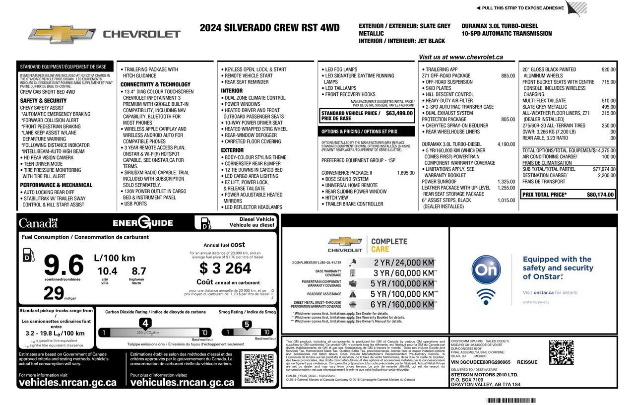 2024 Chevrolet Silverado 1500 4x4 Crew Cab RST Z71 Diesel Leather Roof Nav Red Deer AB