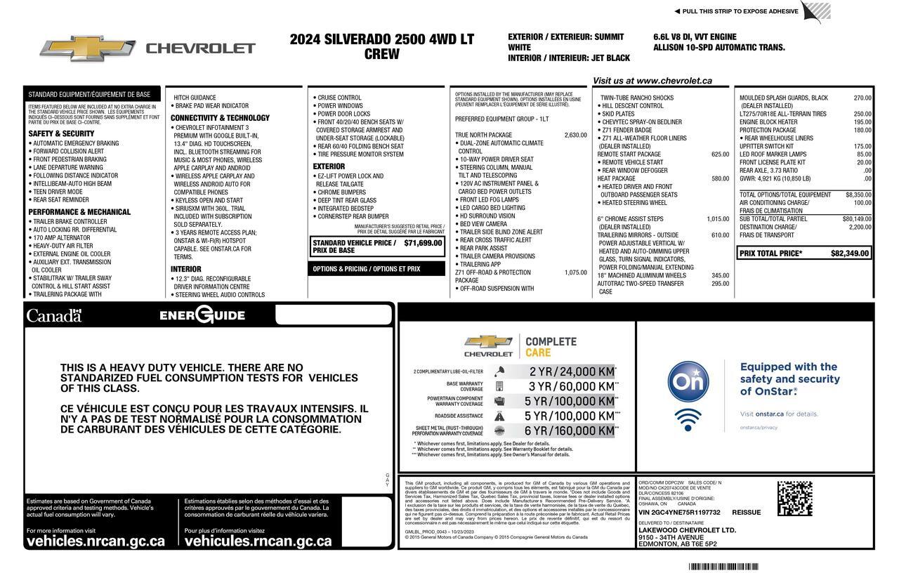 2024 Chevrolet Silverado 2500HD 4x4 Crew Cab LT Z71 PSeat BCam Red Deer AB