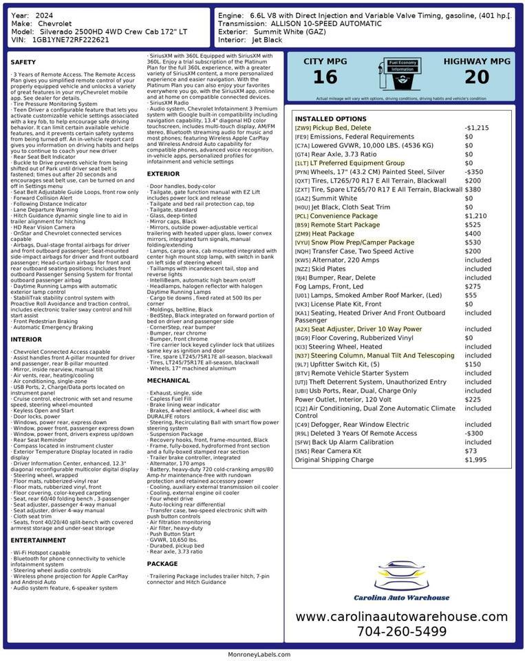2024 Chevrolet Silverado 2500HD LT 4WD Crew Cab 8.5FT Flatbed W/Convenience Package and Power Seat Concord NC