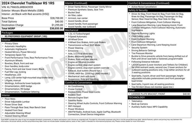 2024 Chevrolet TrailBlazer RS Raleigh NC