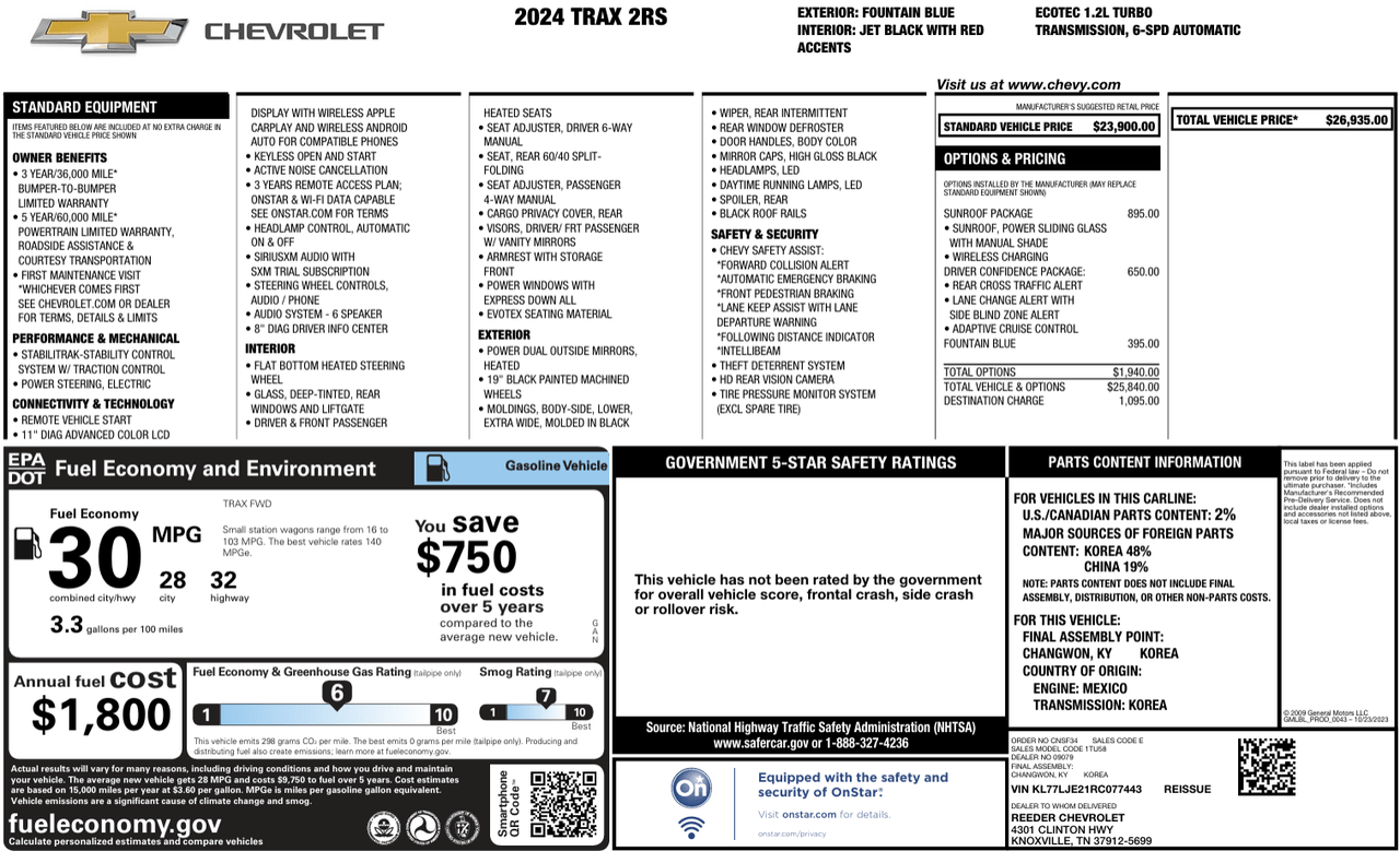 2024 Chevrolet Trax 2RS Knoxville TN