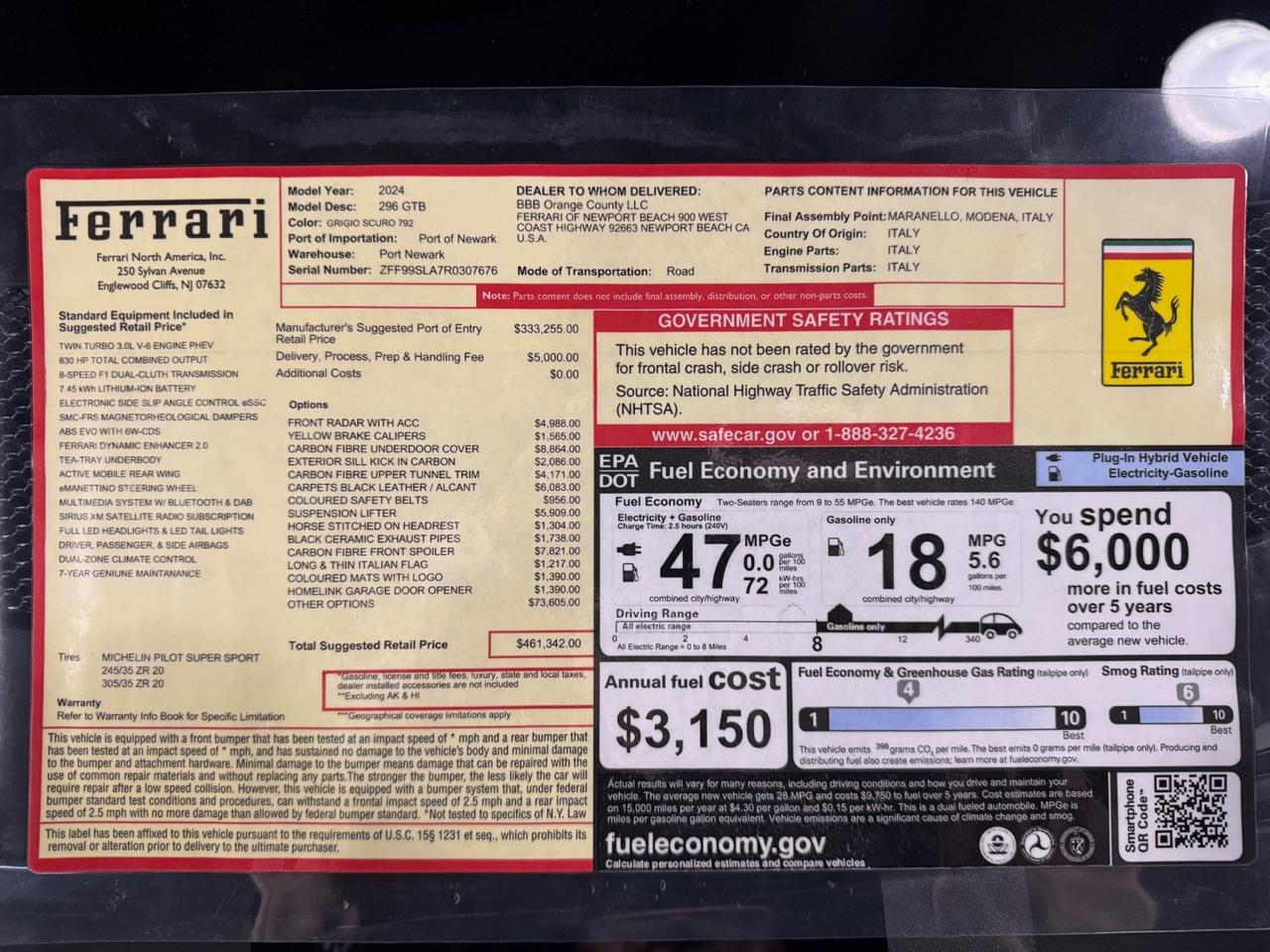 2024 Ferrari 296 GTB Anaheim Hills CA