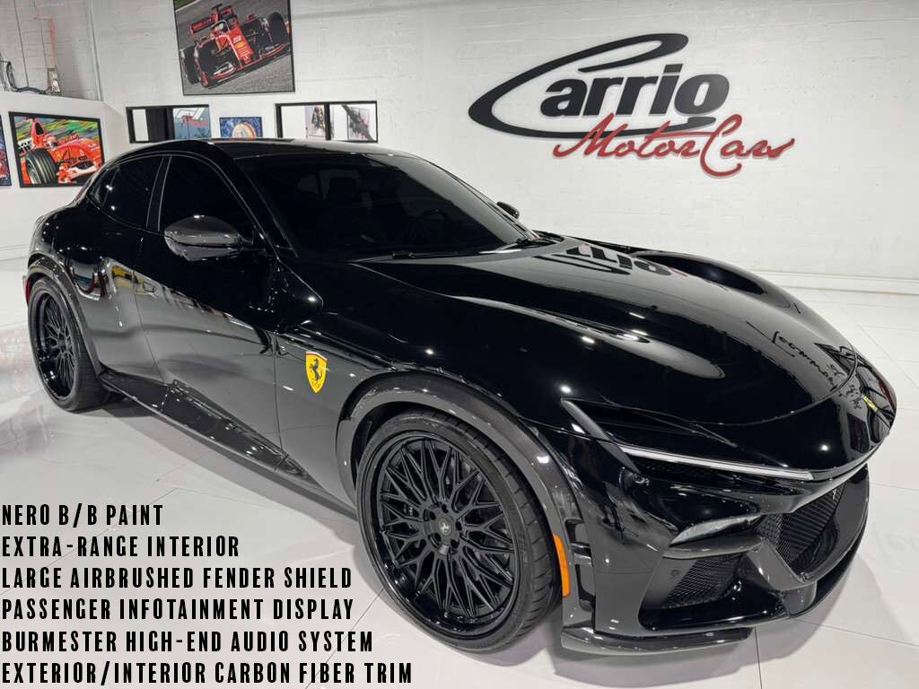 2024 Ferrari Purosangue Nero B/B paint,Extra-Range interior,large airbrushed shield,Burmester audio,carbon galore AND MORE!!