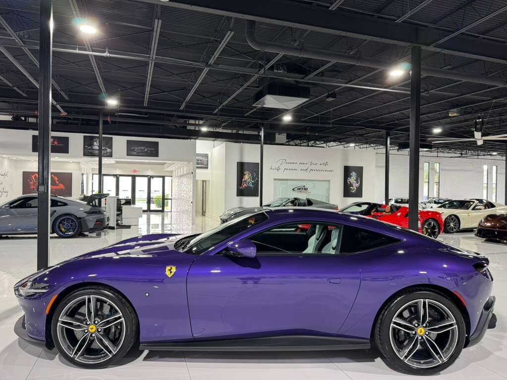 2024 Ferrari Roma Violetto Dino paint, Extra-Range interior, JBL Professional audio, forged wheels AND MUCH MORE!! Fort Lauderdale FL
