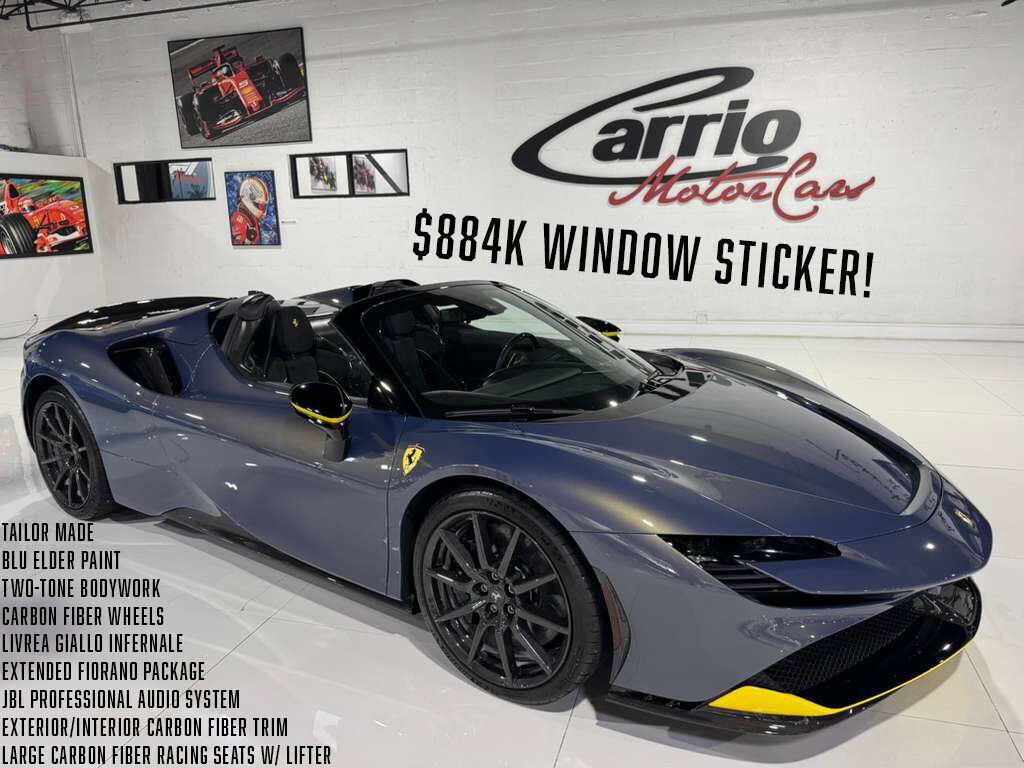 2024 Ferrari SF90 Spider TAILOR MADE NEW YORK BUILD! HUGE $884k sticker, rare Blu Elder paint, carbon wheels AND MUCH MORE!!!