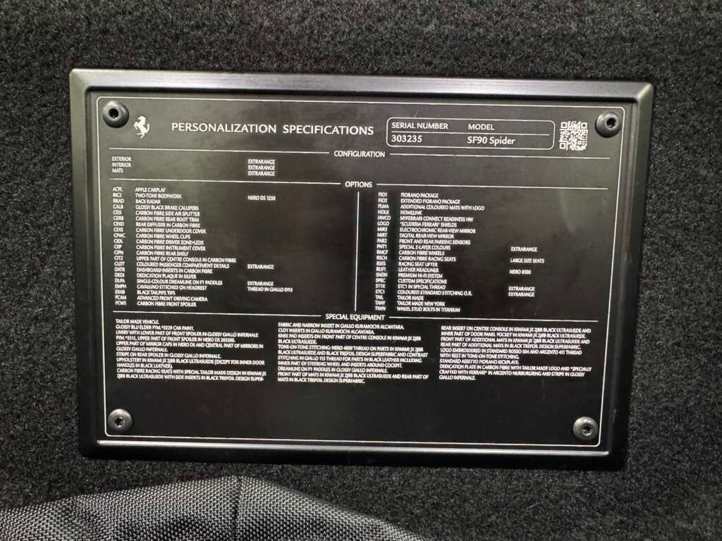 2024 Ferrari SF90 Spider TAILOR MADE NEW YORK BUILD! HUGE $884k sticker, rare Blu Elder paint, carbon wheels AND MUCH MORE!!! Fort Lauderdale FL