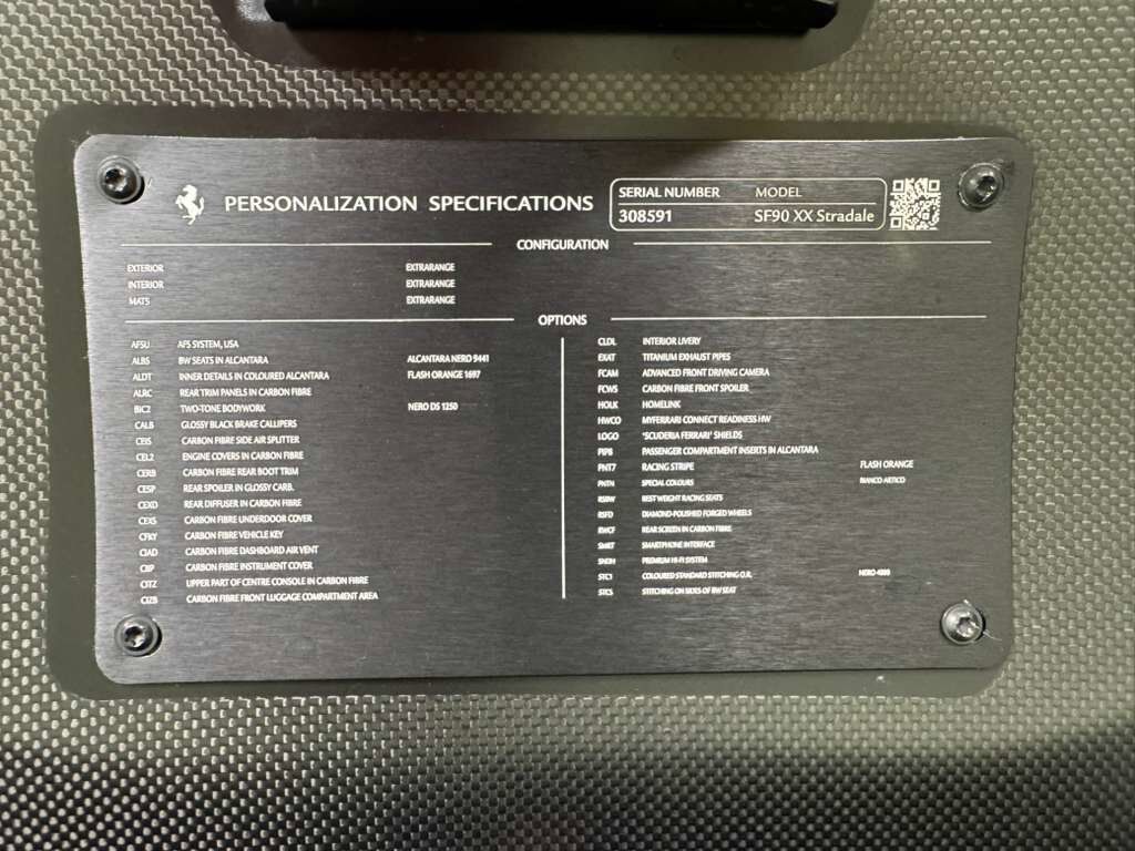 2024 Ferrari SF90 XX Extra-Range paint/interior,painted livrea,lightweight racing seats, carbon galore AND MUCH MORE!! Fort Lauderdale FL