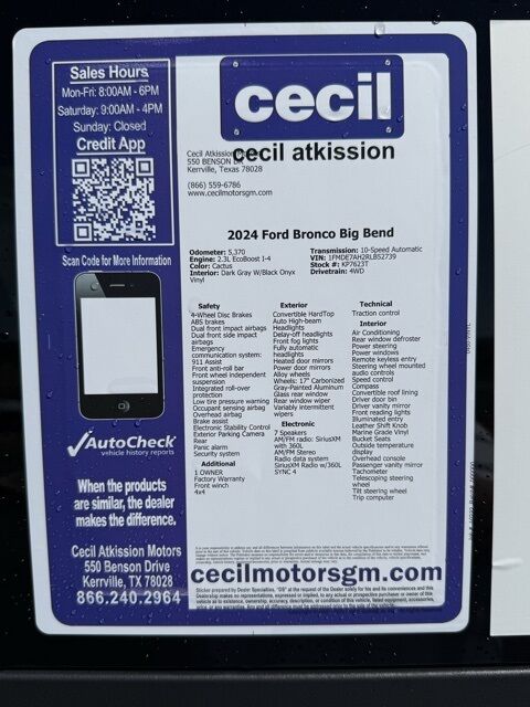 2024 Ford Bronco Big Bend TX 2024 Ford Bronco Big Bend TX