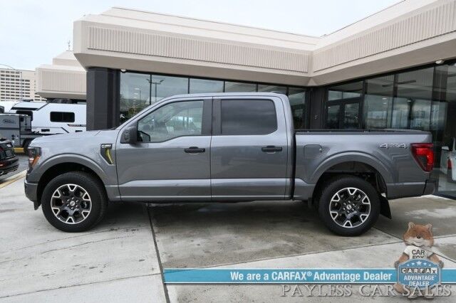 2024 Ford F-150 STX / 4X4 / Crew Cab / 2.7L Ecoboost / Navigation / Lane Departure & Blind Spot Alert / Apple CarPlay & Android Auto / Backup Camera / Block Heater / Tow Pkg / 23 MPG / 1-Owner Anchorage AK