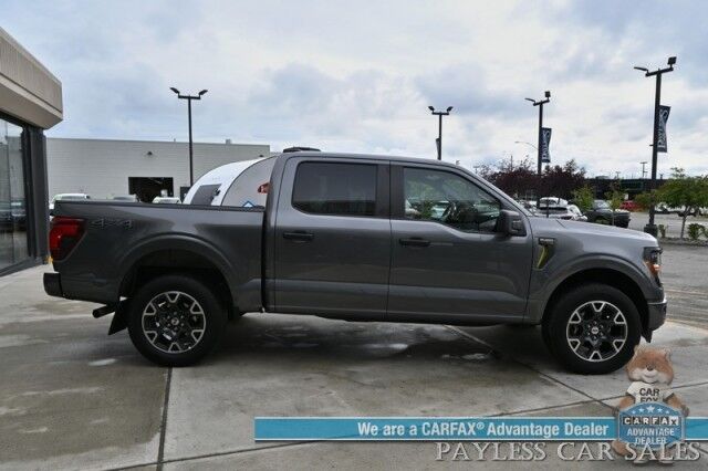 2024 Ford F-150 STX / 4X4 / Crew Cab / 2.7L Ecoboost / Power Mirrors, Windows & Locks / Navigation / Lane Departure & Blind Spot Alert / Apple CarPlay & Android Auto / Backup Camera / Block Heater / Tow Pkg / 23 MPG / 1-Owner Anchorage AK