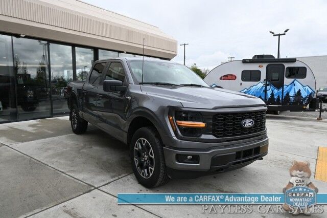 2024 Ford F-150 STX / 4X4 / Crew Cab / 2.7L Ecoboost / Power Mirrors, Windows & Locks / Navigation / Lane Departure & Blind Spot Alert / Apple CarPlay & Android Auto / Backup Camera / Block Heater / Tow Pkg / 23 MPG / 1-Owner Anchorage AK