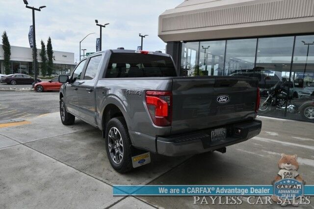 2024 Ford F-150 STX / 4X4 / Crew Cab / 2.7L Ecoboost / Power Mirrors, Windows & Locks / Navigation / Lane Departure & Blind Spot Alert / Apple CarPlay & Android Auto / Backup Camera / Block Heater / Tow Pkg / 23 MPG / 1-Owner Anchorage AK