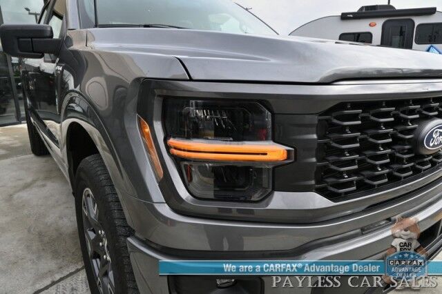 2024 Ford F-150 STX / 4X4 / Crew Cab / 2.7L Ecoboost / Power Mirrors, Windows & Locks / Navigation / Lane Departure & Blind Spot Alert / Apple CarPlay & Android Auto / Backup Camera / Block Heater / Tow Pkg / 23 MPG / 1-Owner Anchorage AK