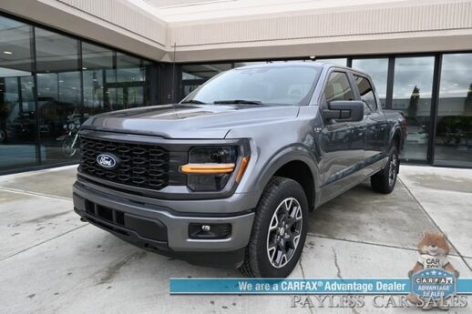 2024 Ford F-150 STX / 4X4 / Crew Cab / 2.7L Ecoboost / Power Mirrors, Windows & Locks / Navigation / Lane Departure & Blind Spot Alert / Apple CarPlay & Android Auto / Backup Camera / Block Heater / Tow Pkg / 23 MPG / 1-Owner Anchorage AK