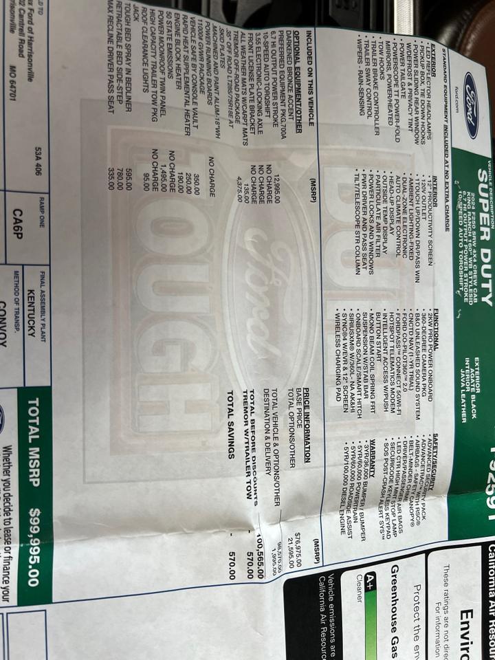 2024 Ford F-250 King Ranch, H.O. Diesel, Tremor Pkg, Pano Roof, Console Vault, Retractable Bed Side Steps Houston TX