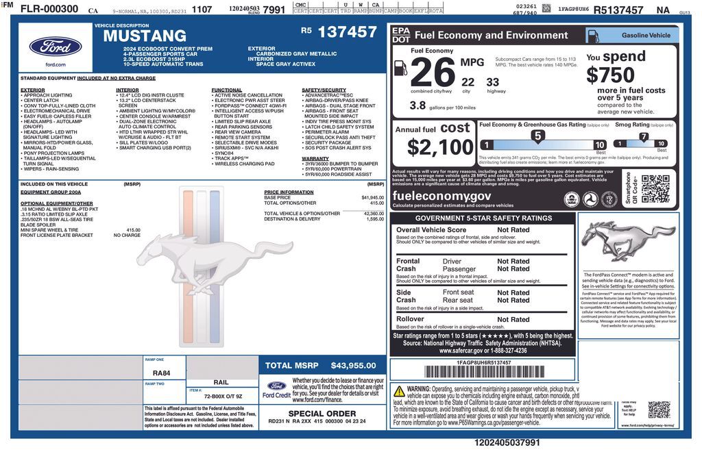 2024 Ford Mustang EcoBoost Premium OR