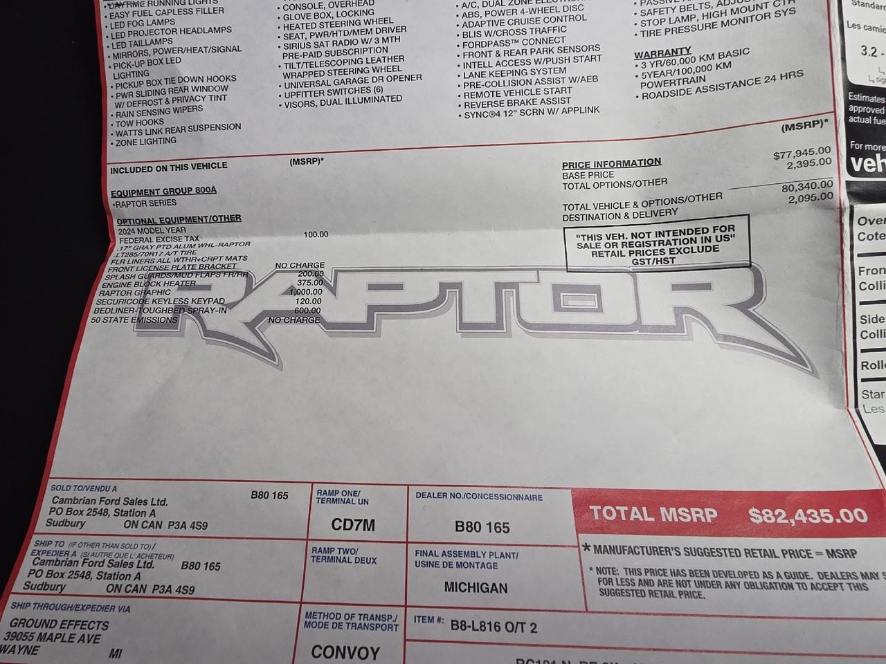 2024 Ford Ranger Raptor Sand Lake NY