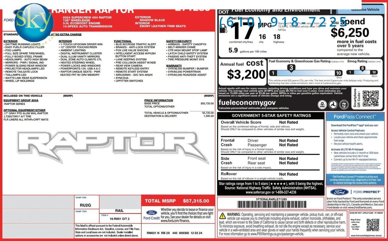 2024 Ford Ranger Raptor Supercrew w/Upgrades