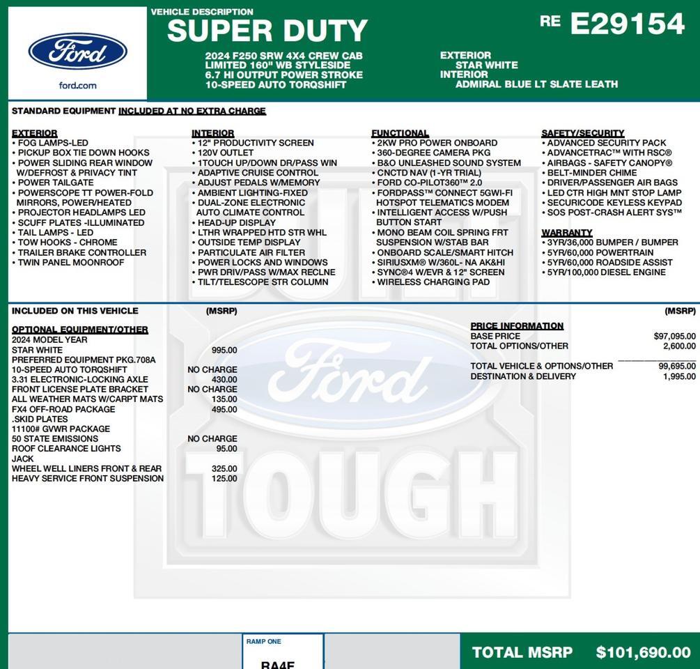 2024 Ford Super Duty F-250 Limited 4X4 / HO Diesel / Massage Seats! High Point NC
