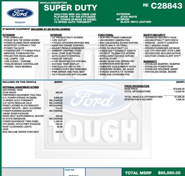 2024 Ford Super Duty F-250 Platinum 4X4 / Turbo Diesel / Pro Power Onboard! High Point NC