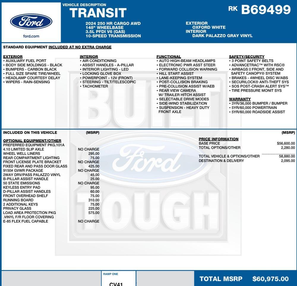 2024 Ford Transit 250 Cargo Van / AWD / High Roof / Conversion Van Prep! Lincolnton NC