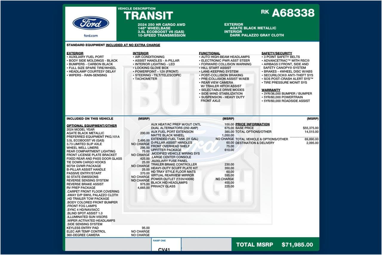 2024 Ford Transit 250 High Roof / AWD / High Roof / Custom Interior Conversion Lincolnton NC
