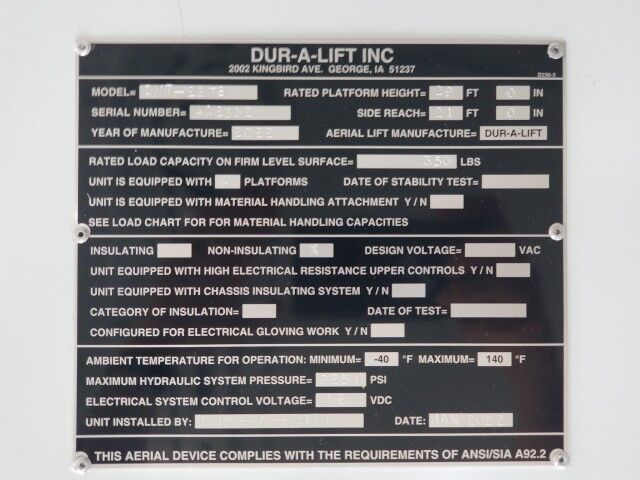 2024 Ford Transit 350 HD Dur-A-Lift DVT-29TS 34' Working Height Non-insulated Bucket Van Homestead FL