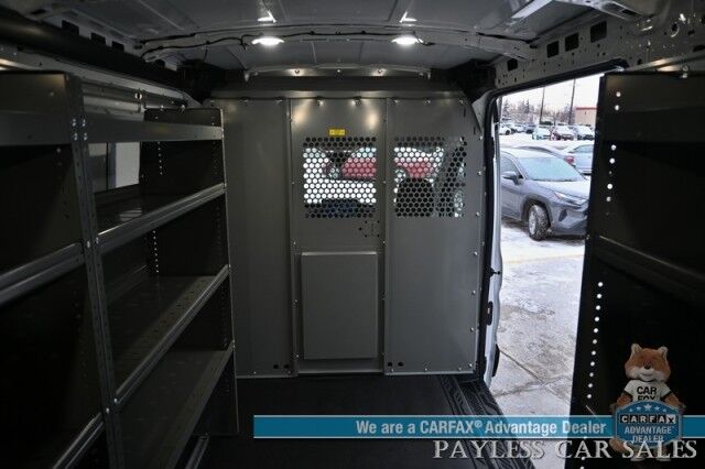 2024 Ford Transit Cargo Van T250 Medium Roof / AWD / 3.5L V6 Ecoboost / Navigation / Lane Departure & Forward Collision Alert / Apple CarPlay & Android Auto / Backup Camera / Bulkhead / Rear Storage Bins / Tow Pkg / 1-Owner Anchorage AK