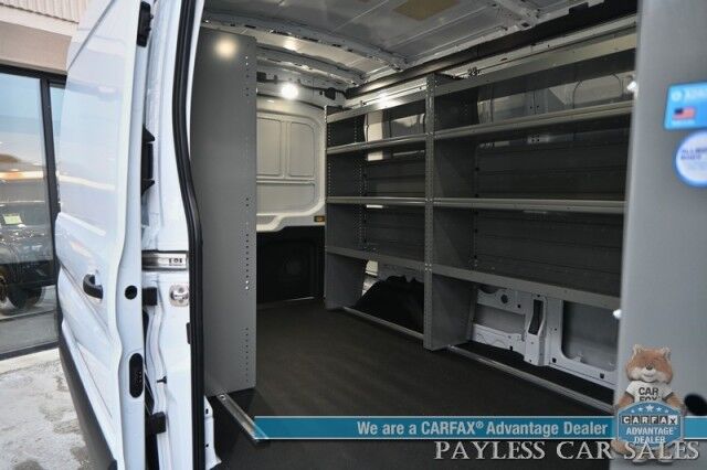 2024 Ford Transit Cargo Van T250 Medium Roof / AWD / 3.5L V6 Ecoboost / Navigation / Lane Departure & Forward Collision Alert / Apple CarPlay & Android Auto / Backup Camera / Bulkhead / Rear Storage Bins / Tow Pkg / 1-Owner Anchorage AK