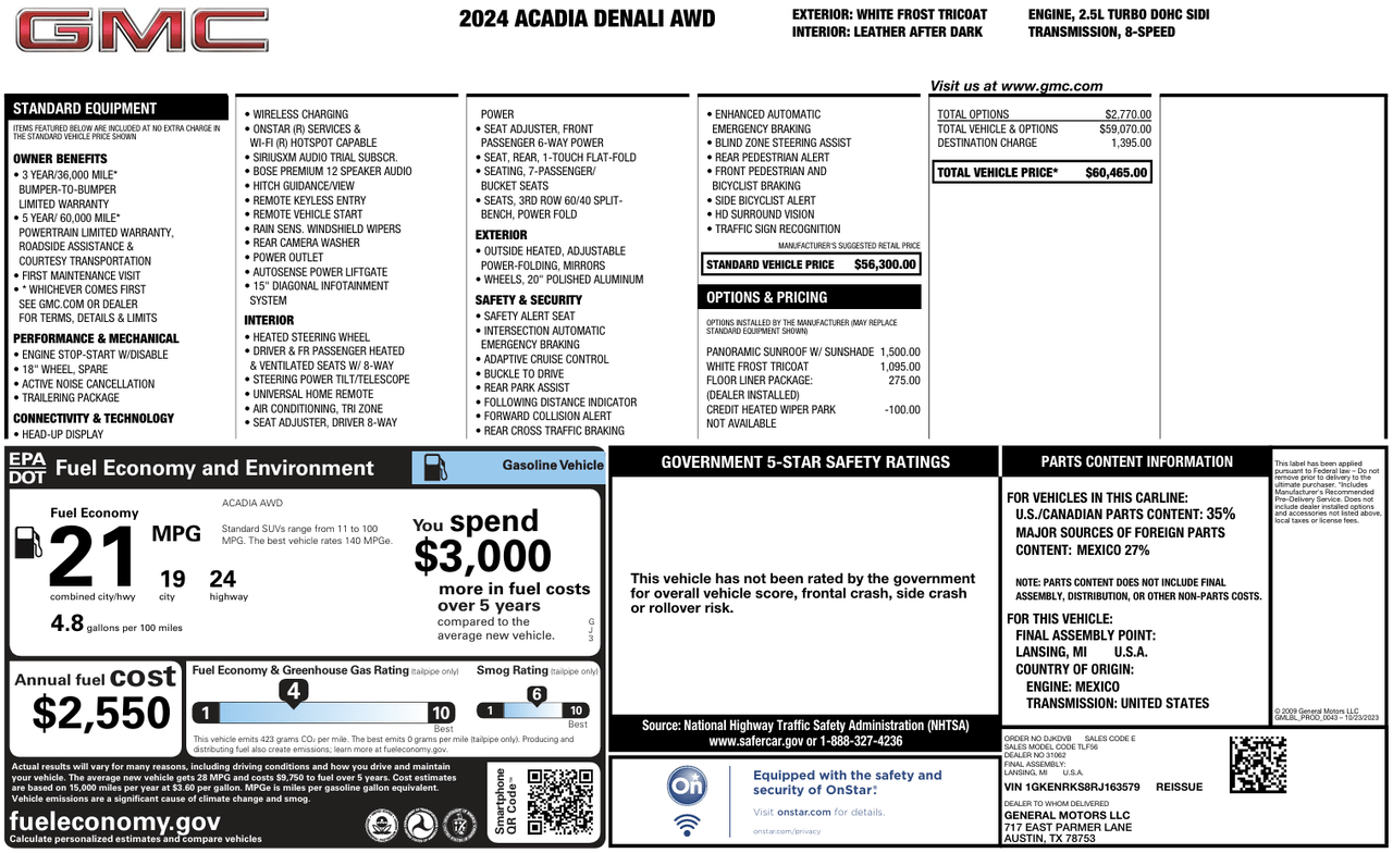 2024 GMC Acadia AWD Denali Knoxville TN