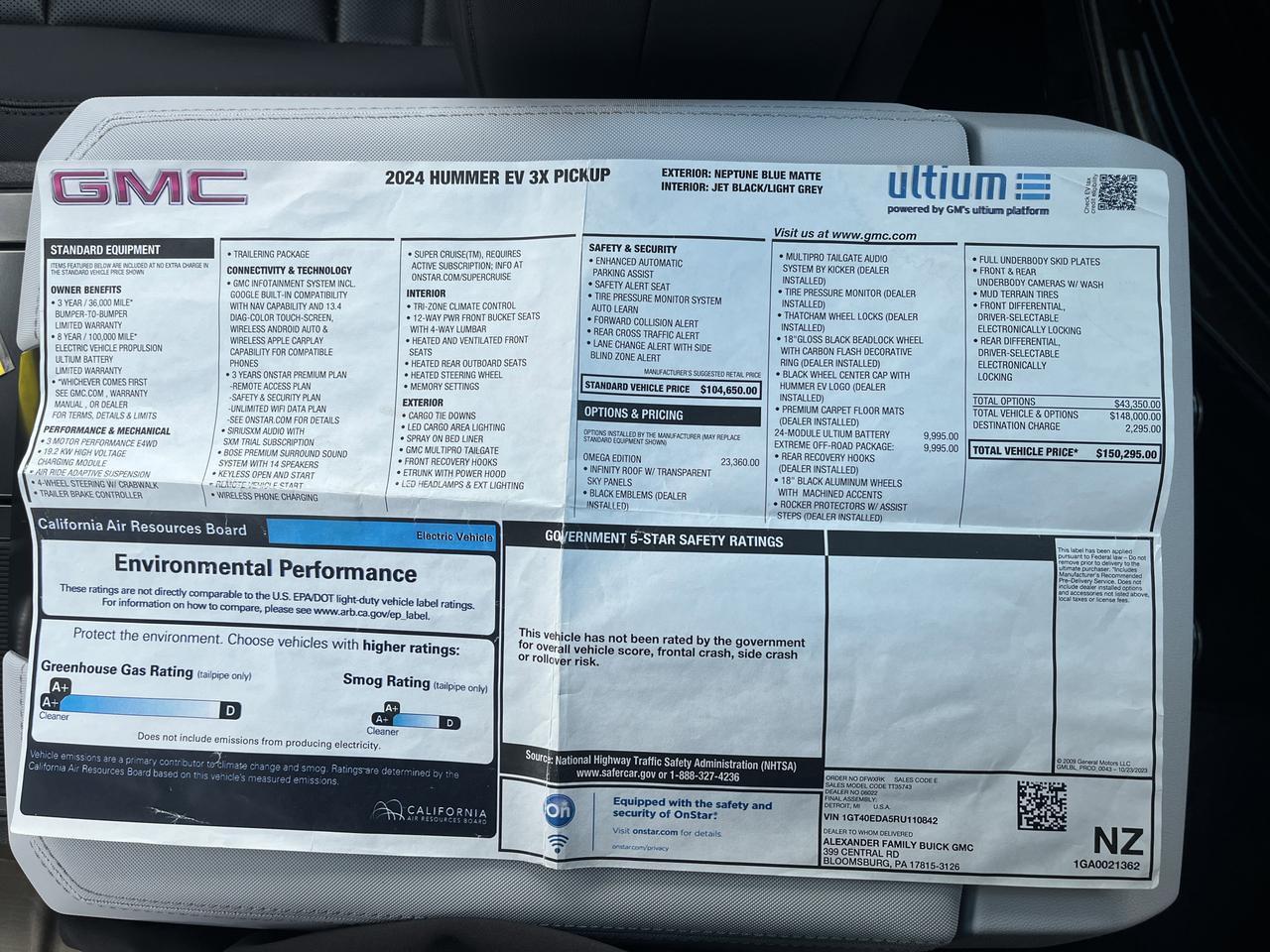 2024 GMC HUMMER EV Pickup 3X e4WD OmegaEdt ExtremeOff-RoadPkg w/24-ModuleUltiumBattery 18sBlackWhels Multi-ProTailgate Saukville WI