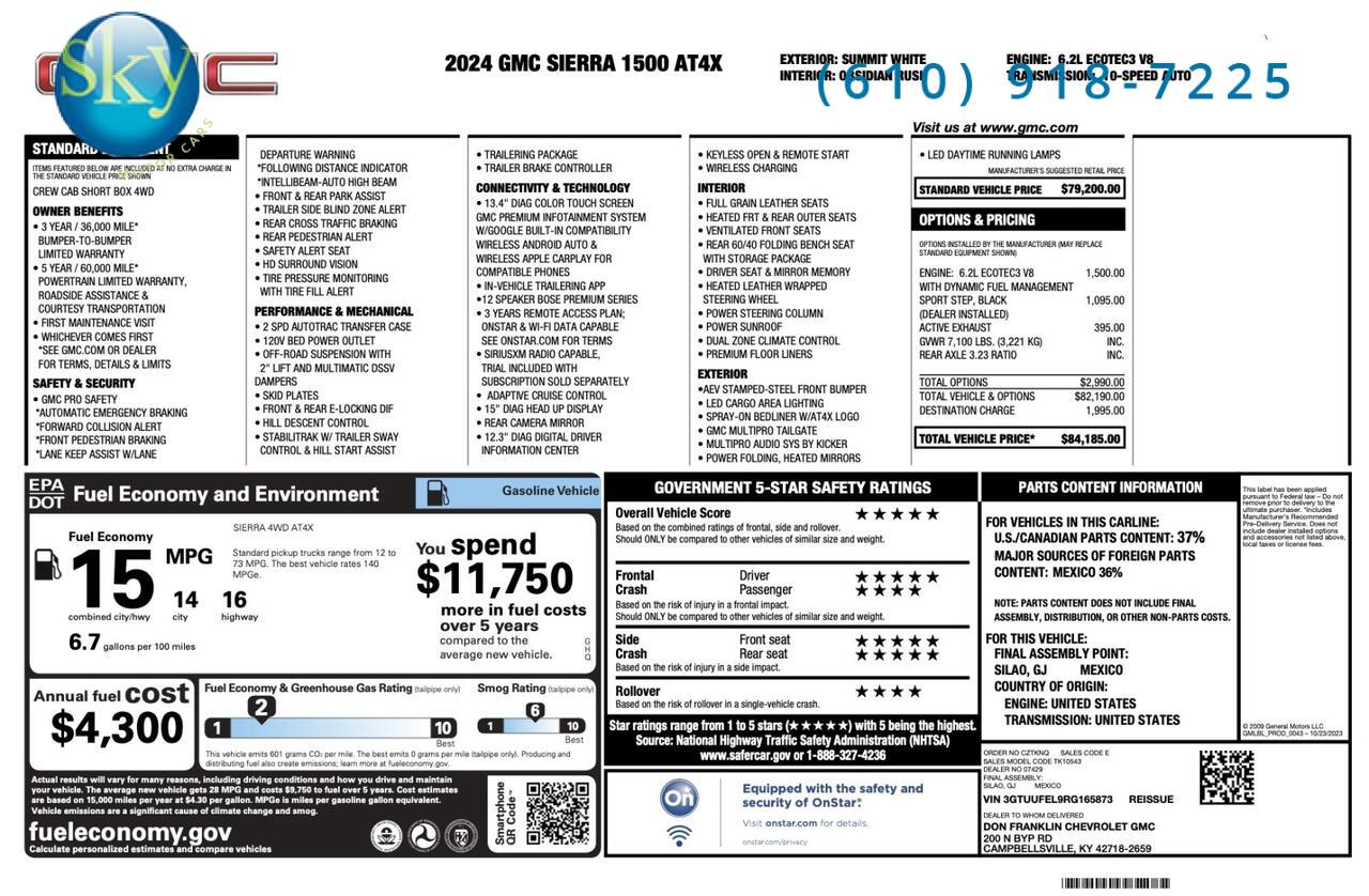 2024 GMC Sierra 1500 4WD AT4X 6.2L V8 West Chester PA