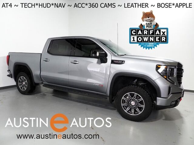 2024 GMC Sierra 1500 AT4 4WD *TECHNOLOGY PKG, HEADS-UP DISPLAY, NAVIGATION, ADAPTIVE CRUISE, SAFETY ALERTS, 360 VIEW CAMERAS, LEATHER, CLIMATE SEATS, HTD STEERING, REMOTE START, BOSE, WIRELESS CHARGING, ANDROID & APPLE Round Rock TX