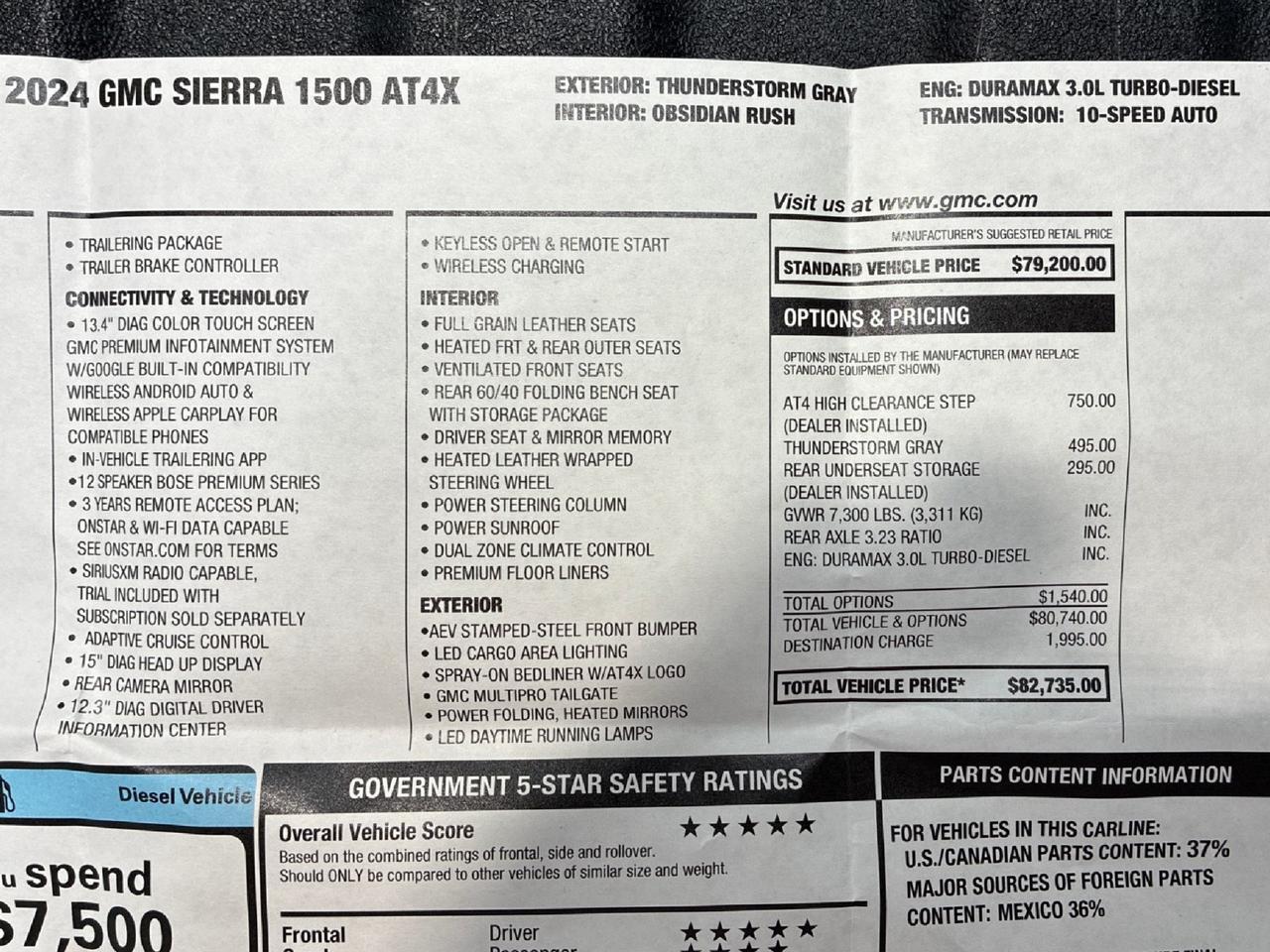 2024 GMC Sierra 1500 AT4X, Diesel, High Clearance Step, Underseat Storage Houston TX