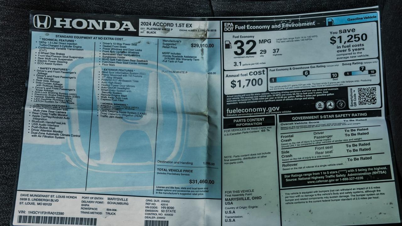 2024 Honda Accord Sedan EX Tallmadge OH