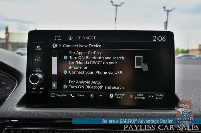 2024 Honda Civic Hatchback Sport Touring / Auto Start / Power & Heated Leather Seats / Sunroof / Navigation / Adaptive Cruise / Lane Depart & Blind Spot Alert / Apple CarPlay & Android Auto / Back Up Camera / 37 MPG / Only 19 Miles / 1-Owner Anchorage AK